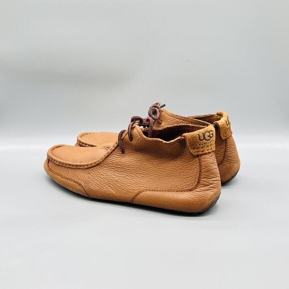 UGG Boots Mens 11 Brown Leather Carraway Moccasin Lace Up Slippers Comfort Shoes main image 6